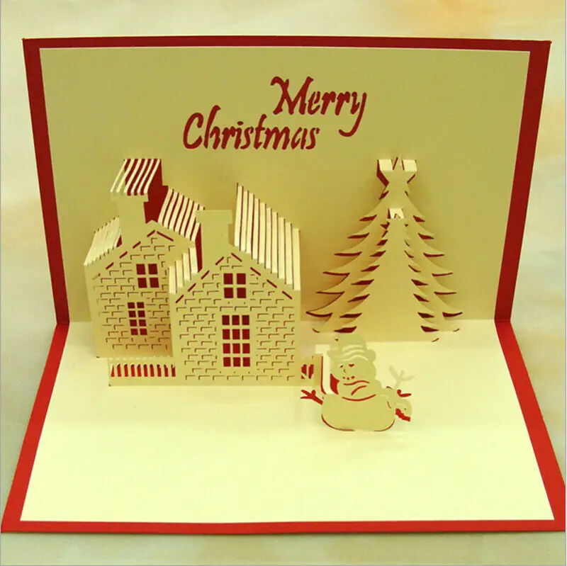 3D всплывающие рождественские открытки ручной работы праздничная открытка семейный Рождественский