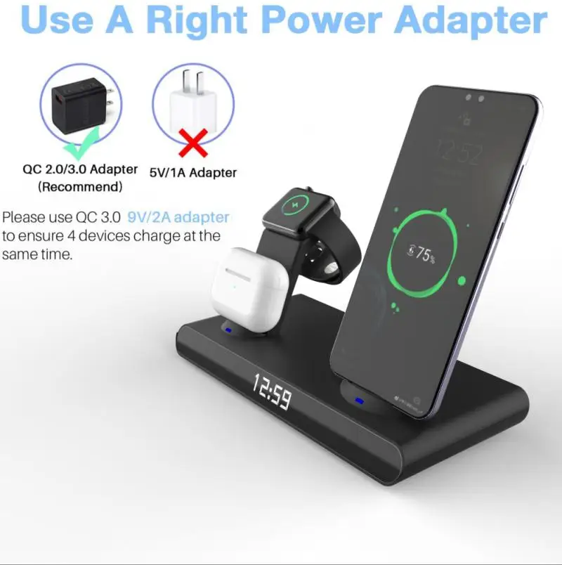 iphone wireless charger 15W Fast Wireless Charger 3 In 1 Qi Charging Dock Station For IPhone 12 11 Pro XS MAX XR X 8 Apple Watch SE 6 5 4 3 AirPods Pro wireless charging stand