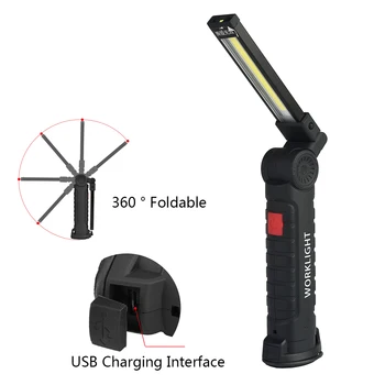 

LED Work Light, Rechargeable Work Lights Magnetic Base Ultra Bright COB Flashlight Inspection Lamp for Car Repair, Home Using