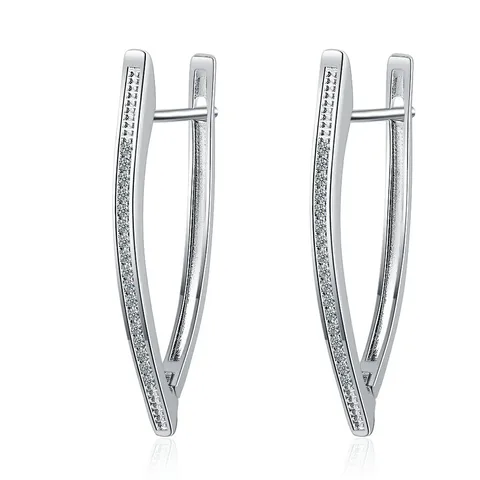 Silver Color Zircon Irregular Geometric Big Tassel Stud Earrings For Women Girls Wedding Party Jewelry Pendientes eh760