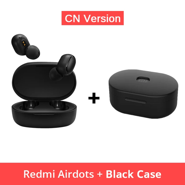 Xiao mi Red mi AirDots, беспроводные наушники с Bluetooth 5,0, наушники для зарядки mi Ture, беспроводные наушники-вкладыши, стерео наушники с басами, управление AI - Цвет: CN Add Black Case