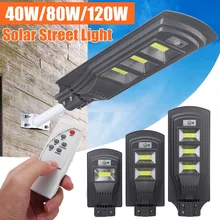 AUGIENB 40W/80W/120W COB LED Solar Street Light Waterproof PIR Motion Sensor+ Remote Control Outdoor Wall Lamps Garden Lights