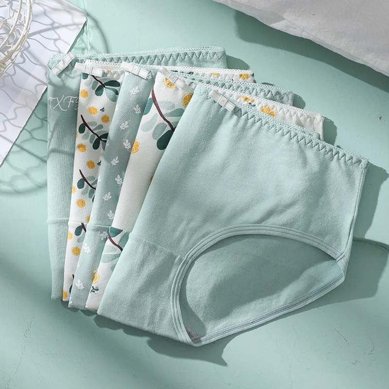 ZJX 5Pcs/Set Underwear Women Panties Comfort 95% Cotton Seamless Womens Cute Print Briefs Soft Breathable Sexy Women Lingerie