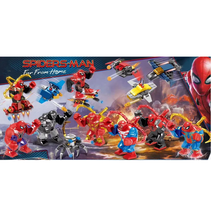 

8Pcs Marvel Avengers Super Heroes Spider-Man Far From Home Spiderman Venom Figures Building Blocks Bricks Toys Juguetes Gift