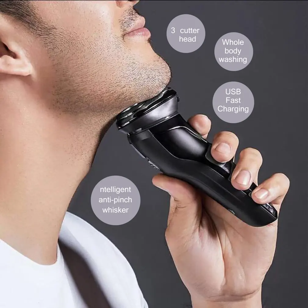 3D Intelligent Control Razor Three Head Reciprocating shaver Body Wash Intelligent Control Usb Charge 5