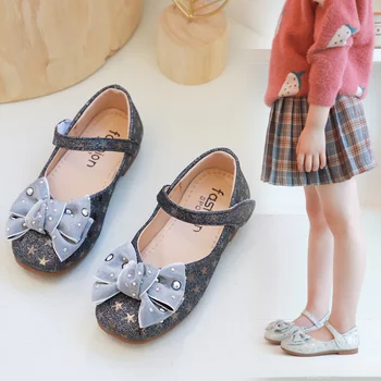 

Kids Shoes Princess Girls School Shoes Silvers Pink Black Children Leather Party Dress Flat Girls Shoes Baby Casual Sneaker