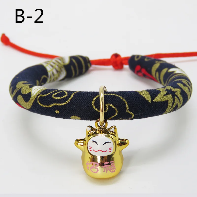 Deep Blue 1 Японский Lucky Cat ошейник для домашних животных ожерелье для котенка с маленьким колокольчиком короткое ожерелье на шею кольцо для кошек киска красный/черный/синий - Цвет: Deep Blue 1