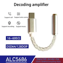 DAC אוזניות מגבר USB סוג C כדי 3.5mm אודיו ממשק אוזניות שקע אודיו מתאם 32bit 384KHz דיגיטלי מפענח ממיר