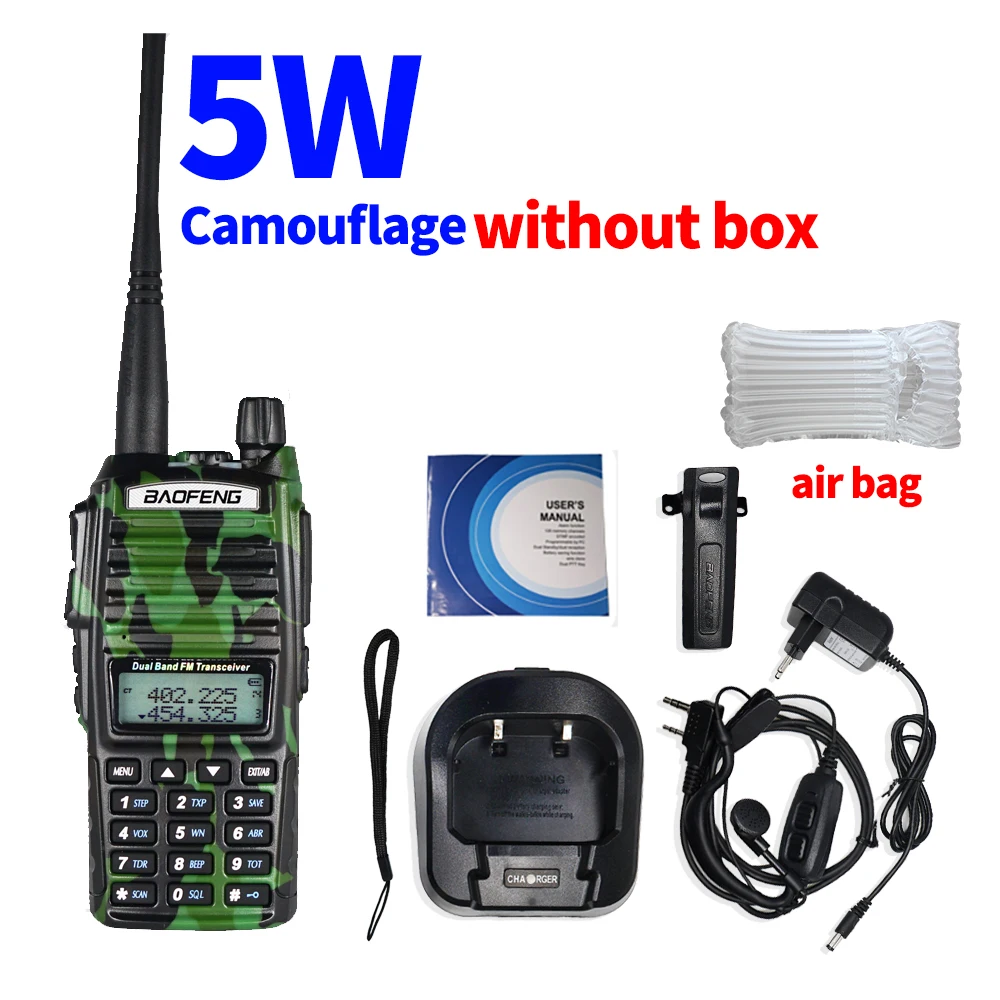 Cam 5W Without Box Высокая мощность 8 Вт Baofeng UV-82 рация UV82hp двухдиапазонный VHF/UHF FM трансивер 10 км дальний охотничий двухсторонний Ham CB радио - Цвет: Cam 5W Without Box