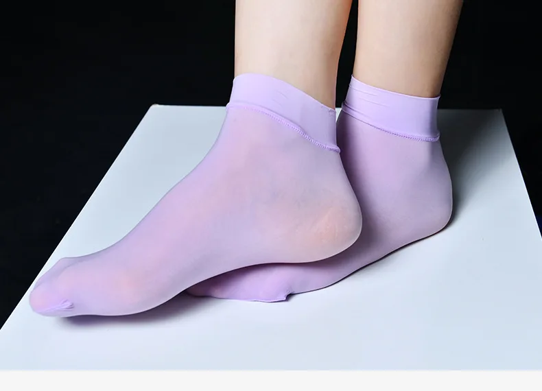Sexy Ultra-Dünne Transparente Socken Frauen Öl Glänzenden Glänzend Elastischen Knöchel Socken Sehen Durch Sissy Unisex Sheer Glatte Socken – Detail 3