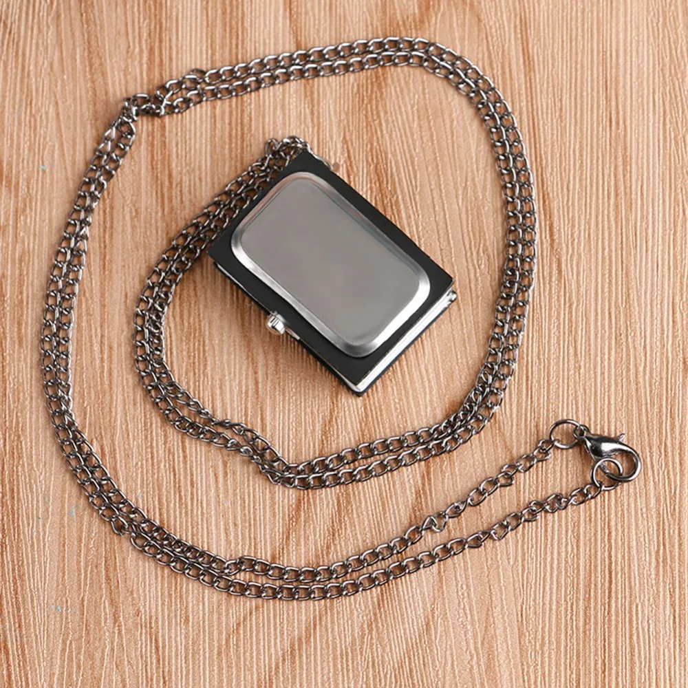 Горячая японская Смерть Примечание форма черный Suqare кварцевые Pocketwatch для мужчин Дети Deathnote часы Прямая доставка Оптовая продажа