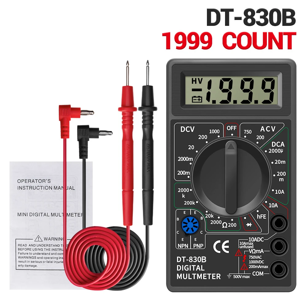 Цифровой ручной мультиметр DT830B с ЖК-дисплеем мини-вольтметр амперметр Омметр