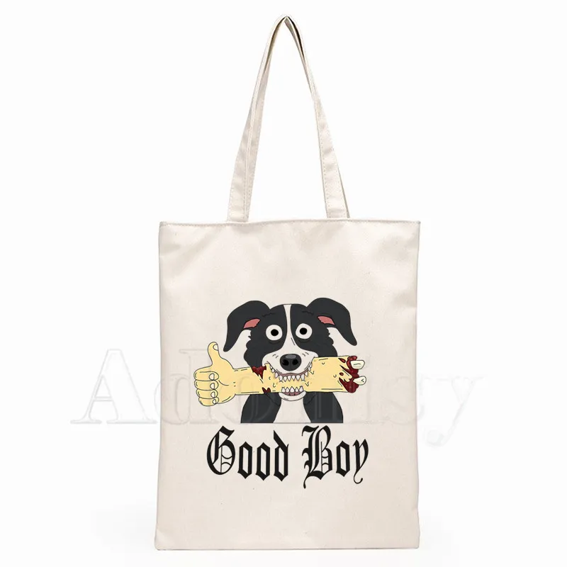 

Mr. Pickles Good Boy Fashion Canvas Bag Girls Simple Large Capacity Storage Handbag Shoulder Bag Tote Reusable Student Bookbag