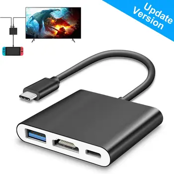 

Mini Dock HDMI Hub Adapter for Nintend Switch, Type C HDMI Converter Cable with PD Charging USB 3.0 for PC Smartphone