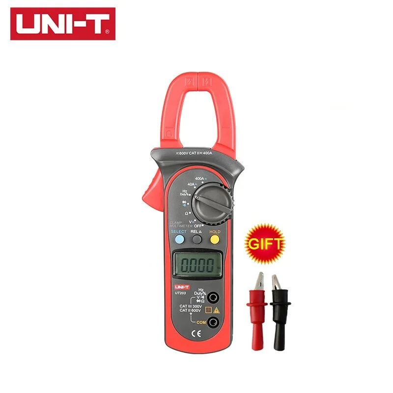 

UNI-T UT201 UT202 UT202A UT203 UT204 UT204A AC DC Digital Clamp Meters With Temperature Test Auto Range 600V Voltage Multimeter