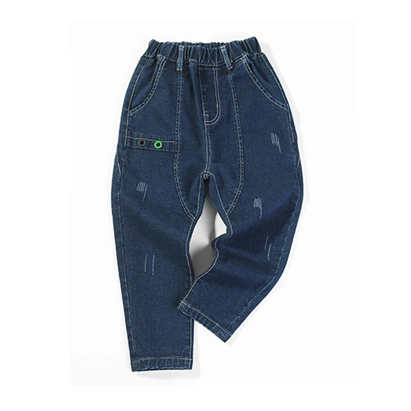 Осенне-весенние джинсовые штаны для маленьких мальчиков детская одежда повседневные хлопковые детские брюки джинсовая одежда для мальчиков-подростков от 4 до 12 лет - Цвет: blue