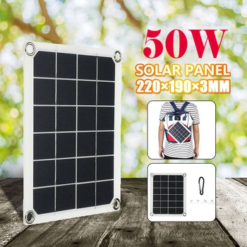 

50W Solar Panel Portable Dual USB 5V 2A Battery Charger Solar Cell Board Car Charger For Phone RV Car Boat Yacht Camping