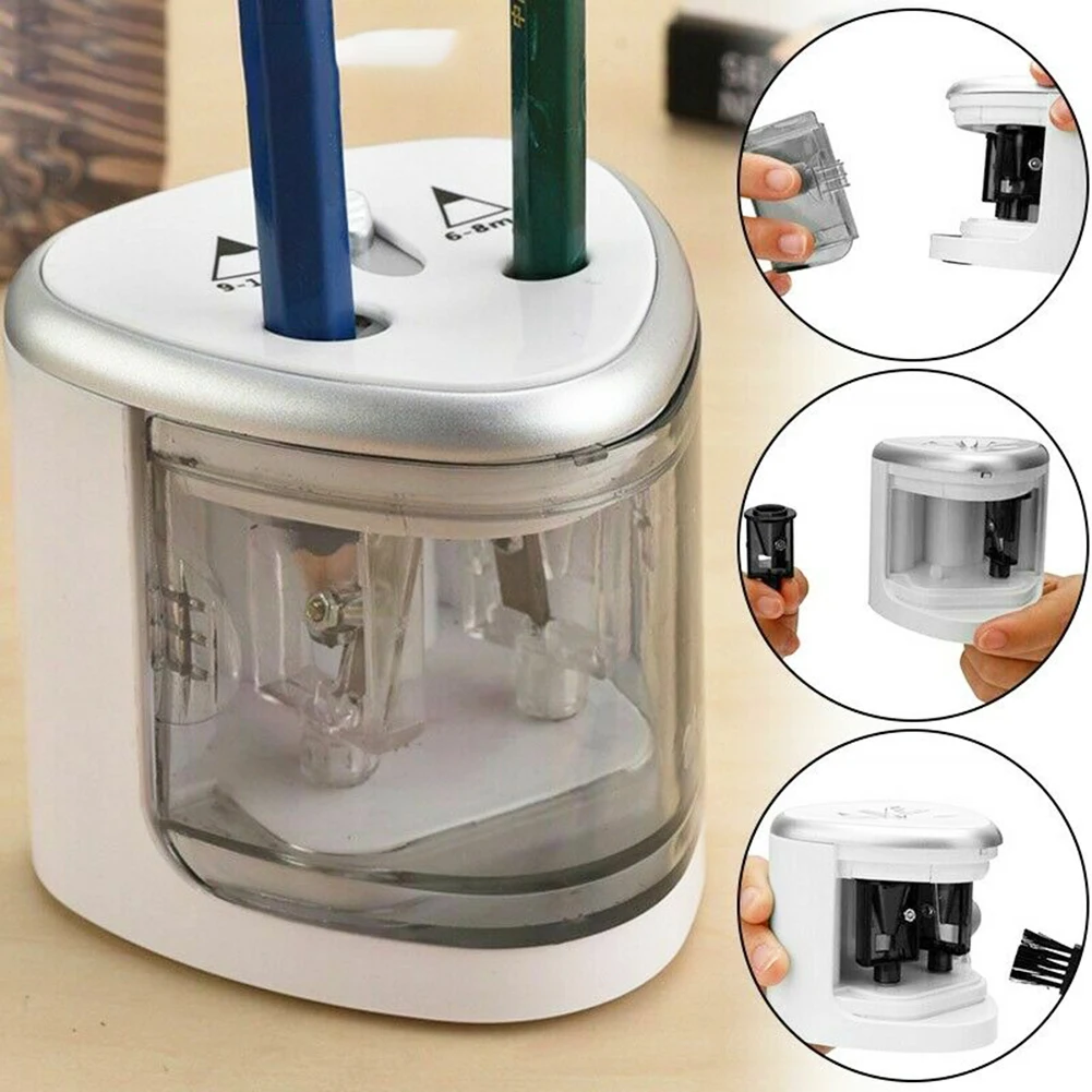 

Automatic Pencil Sharpener Two-hole Electric Touch Switch Sharpener Friendly Design Does Not Hurt Your Hands