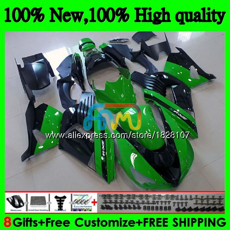 Инъекции для KAWASAKI ZZR1400 ZX 14R ZX-14R 24BS. 10 ZX14R 12, 13, 14, 15 лет, зеленый 16 17 2012 2013 обтекатель