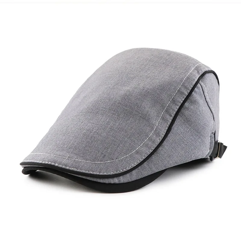 Wuaumx Englad стиль весна осень мужские береты шапки простой вперед кепки сплошной берет в стиле винтаж кепка Повседневная плоская остроконечная Кепка таксистка - Цвет: Gray