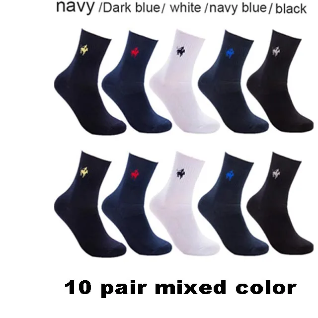 10 mixed color 20 шт. = 10 пар, Pier Polo Повседневное хлопковые носки Бизнес Вышивка высокое качество Мужская одежда Носки подарок для Для мужчин, meias, носочки зимние warm2019 - Цвет: 10 mixed color