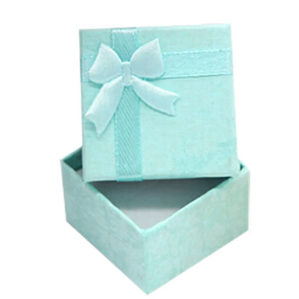 Jewelry box ring earrings jewelry display stand mini jewelry gift box solid color bow square box коробка для часов relogio 50