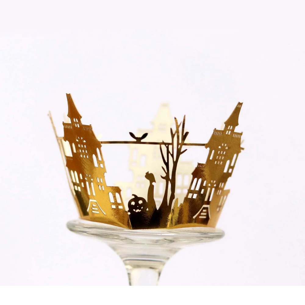 12 шт Хэллоуин кекс обертка выпечки чашка выдалбливают бумажный торт обертка ведьмы паутина замок Хэллоуин украшения