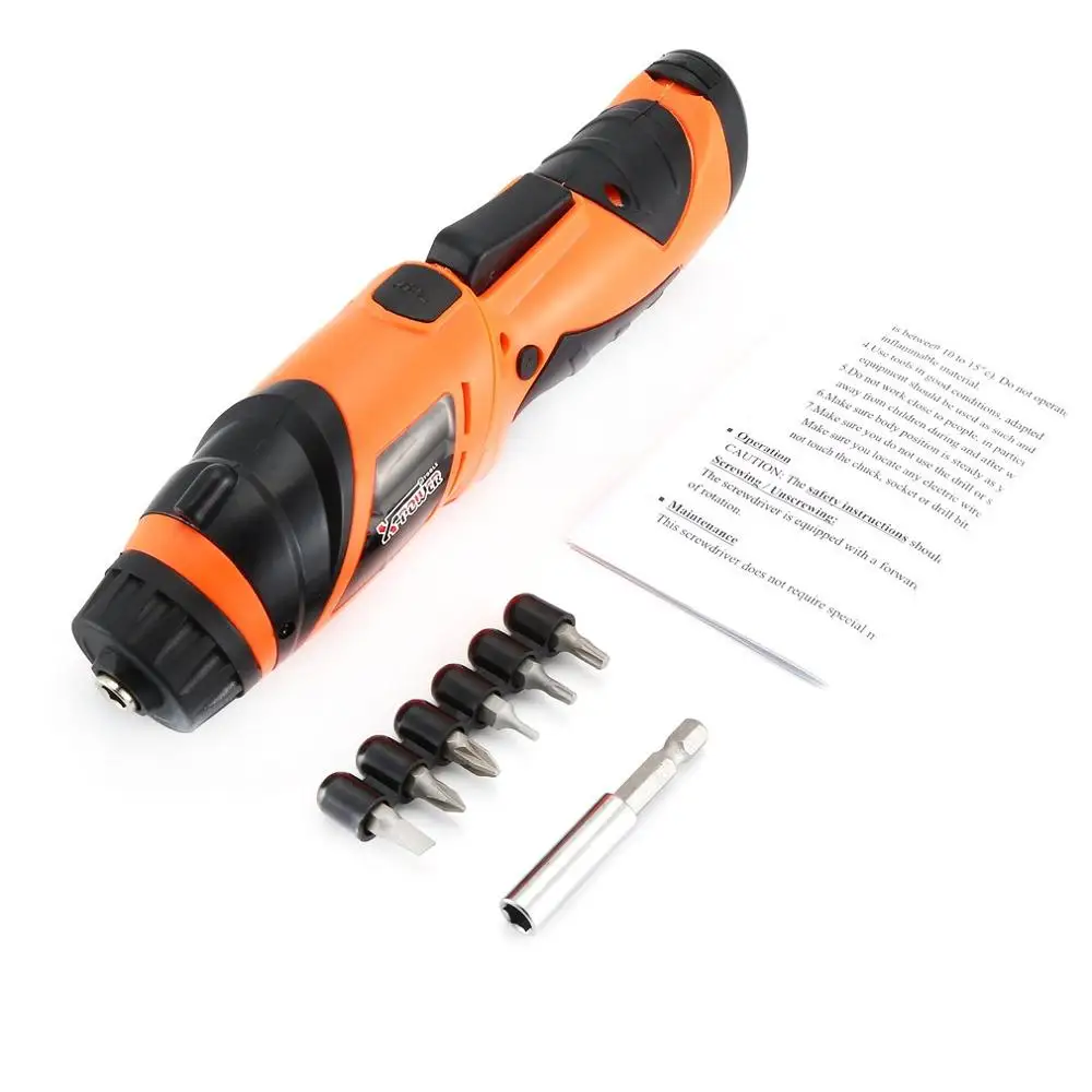 

6V Cordless Electric Screwdriver Bits kit with LED Lighting Wireless Screw Power Driver Drill Power Tools