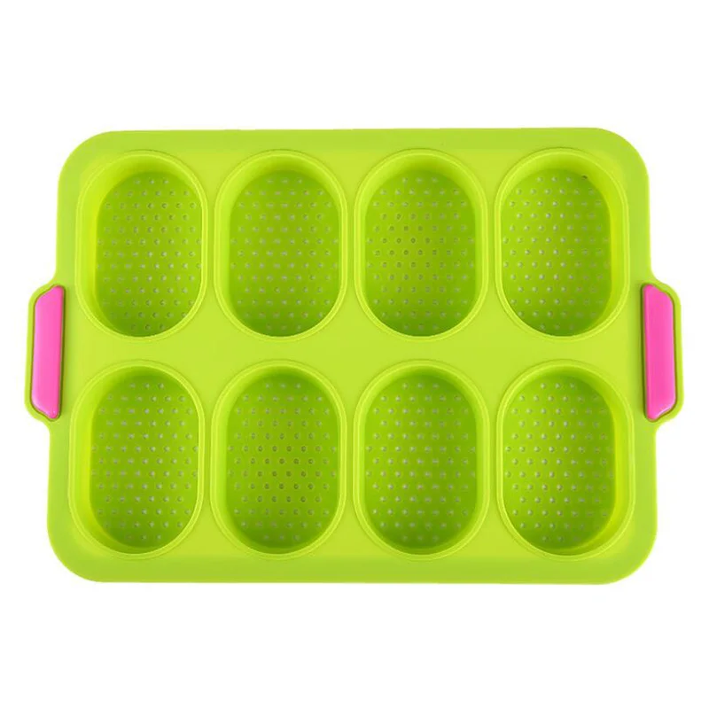 35*24*3cm Silicone Bread Baking Mold Non-stick Perforated Fench Bread Forms Tray Baguette Loaf Baking Pan Bakery Tools 8Grids