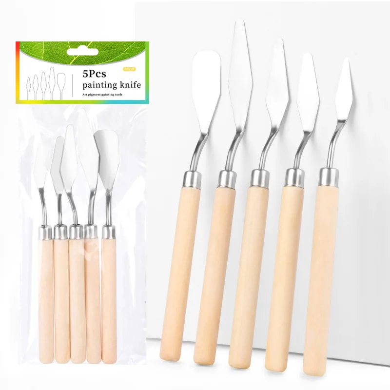 5pcs Mixed Palette Knife Painting Plastic Stainless Steel Scraper Spatula Art Supplies for Artist Canvas Oil Paint Color Mixing quality palette knife painting stainless steel scraper spatula wood handle art supplies for artist canvas oil paint color mixing