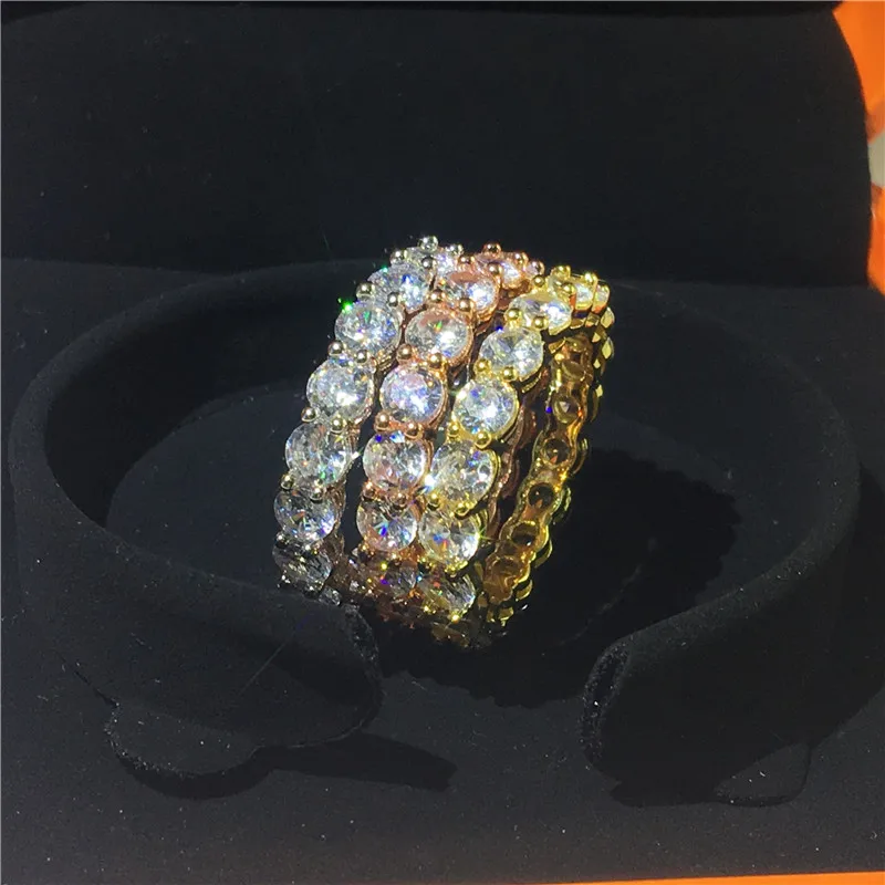 Boho Eternity Promise кольцо Настоящее серебро 925 пробы 5ct AAAAA Cz обручальное кольца для