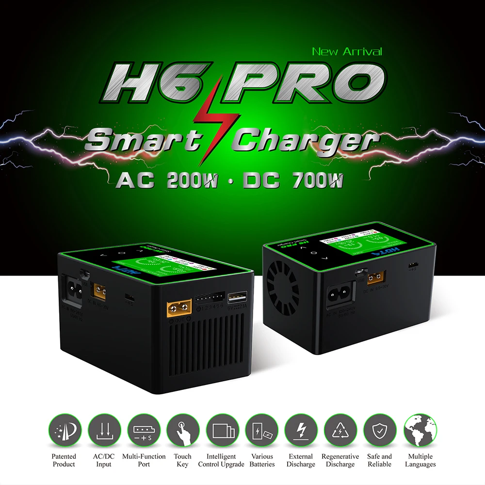 HOTA H6 Pro Lipo зарядное устройство переменного тока 200 Вт постоянного тока 700 Вт Быстрое зарядное устройство для LiHV LiPo LiFe LiIon NiZn NiCd NiMH свинцово-кислотная батарея