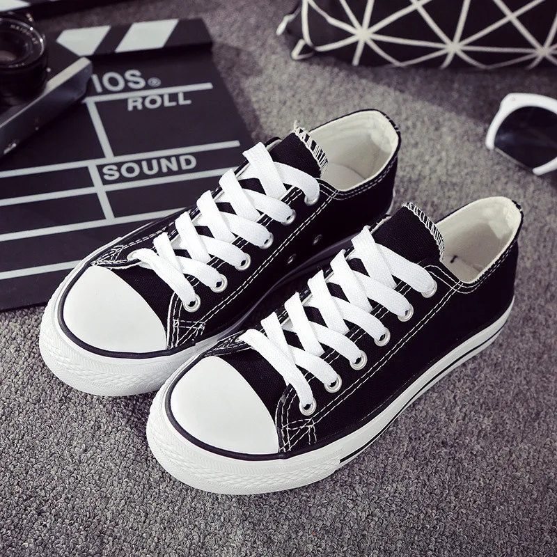 

Women Shoe Korean-style Black And White with Pattern Canvas Canvas Sneakers Women's 2019 Autumn New Style Cloth Canva