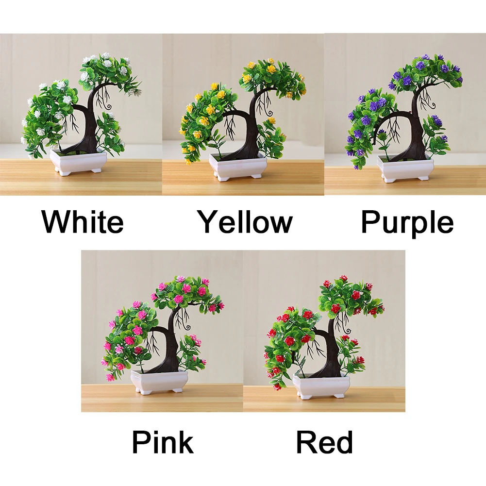 Hotel Office Bonsai Potted Decoration Artificial Plants Small Tree Home Fake Flower Wedding Ornaments Garden Display Desktop