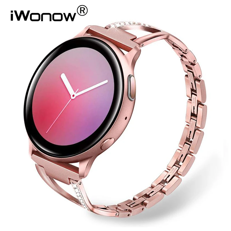 Pink Gold Stainless Steel \u0026 Diamond Watchband For Samsung Galaxy Watch  Active2 / Watch 4 40mm 44mm Women Band Active 2 Strap - Watchbands -  AliExpress