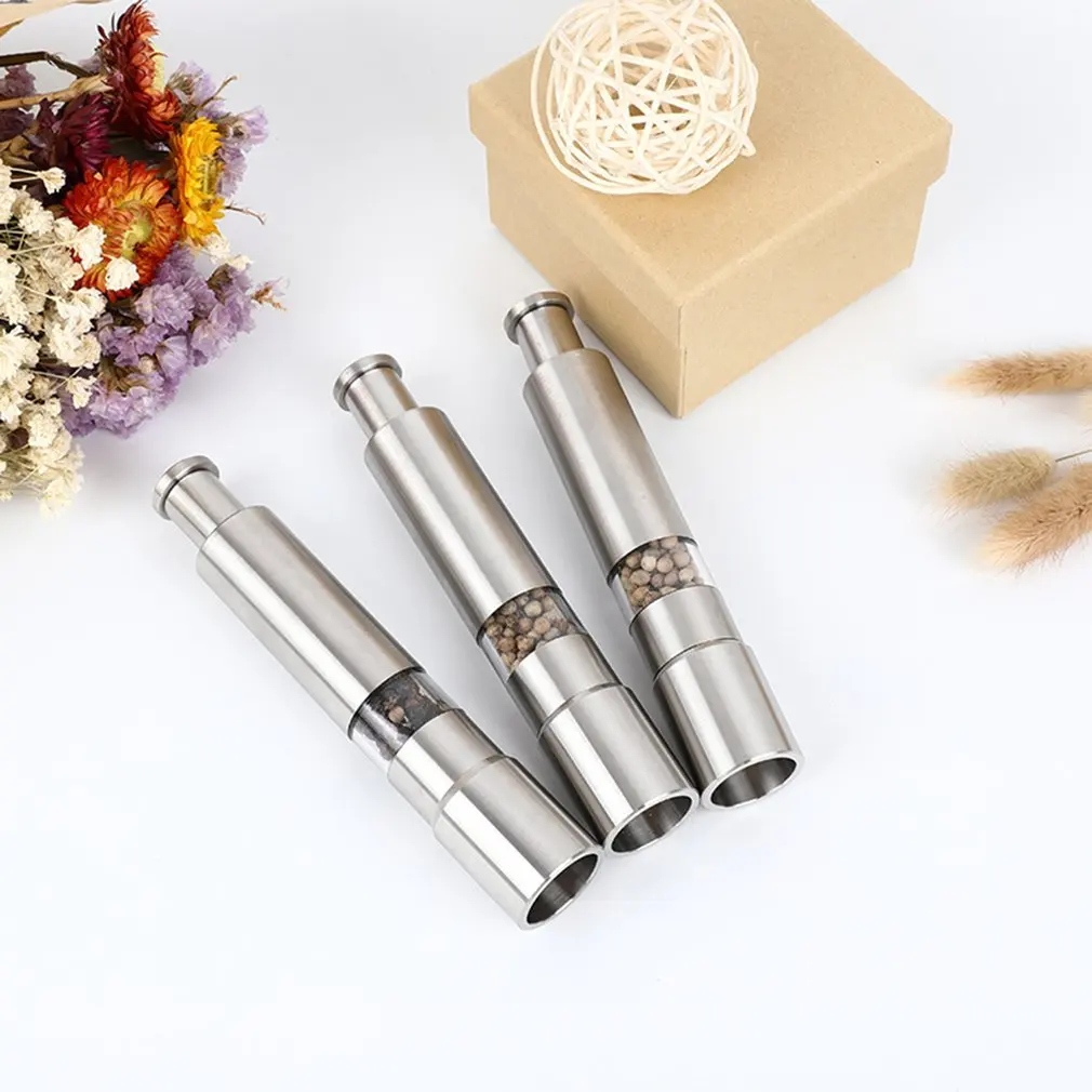 Stainless Steel Manual Pepper Grinder Push Type Pepper Grinder Household Stainless Steel Pepper Mill