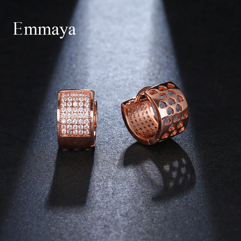 EMMAYA, цветные ювелирные изделия, геометрические, круглой формы, женские, полные кубического циркониевого камня, в одной стороне, серьги-гвоздики, красивый благородный подарок