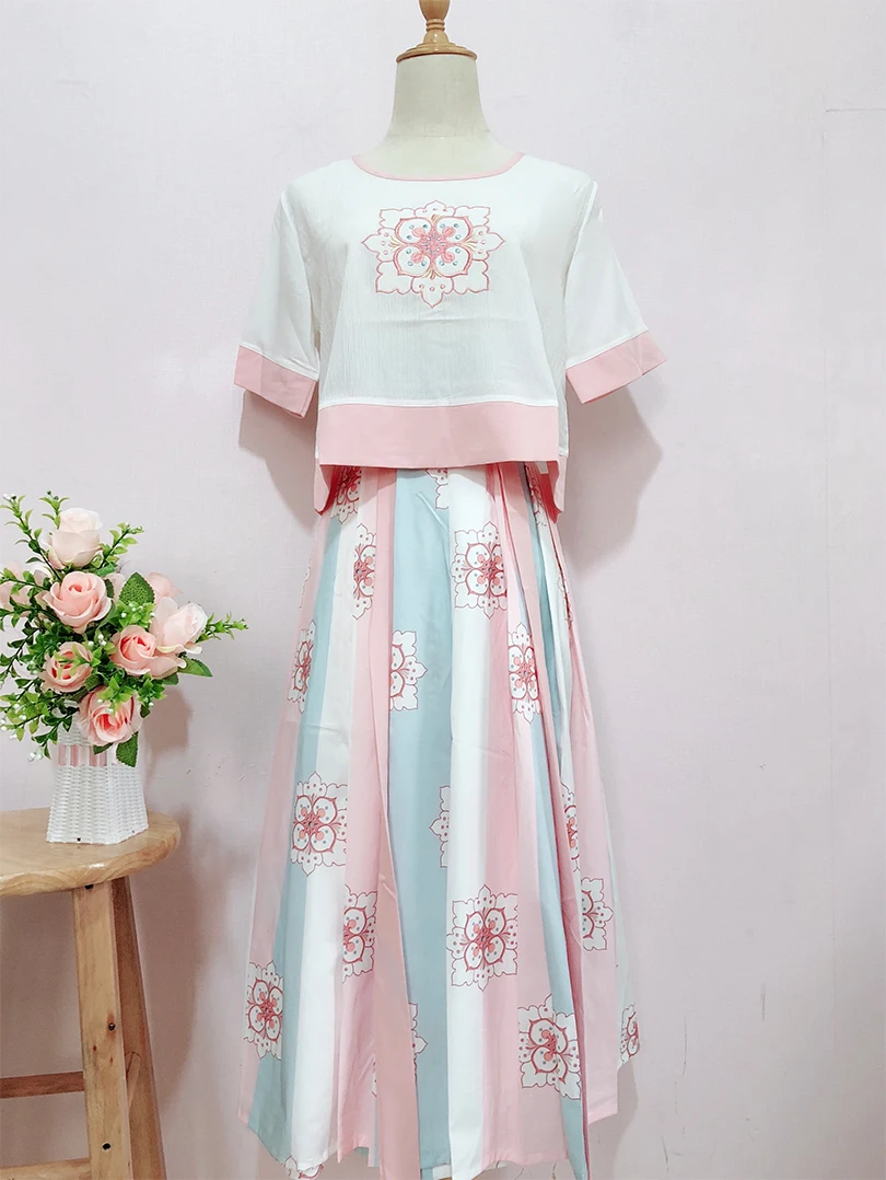 Китайский национальный танец костюм Hanfu женщины Улучшенный Китайский народное платье сценическая одежда Восточное представление одежда Народный наряд SL13