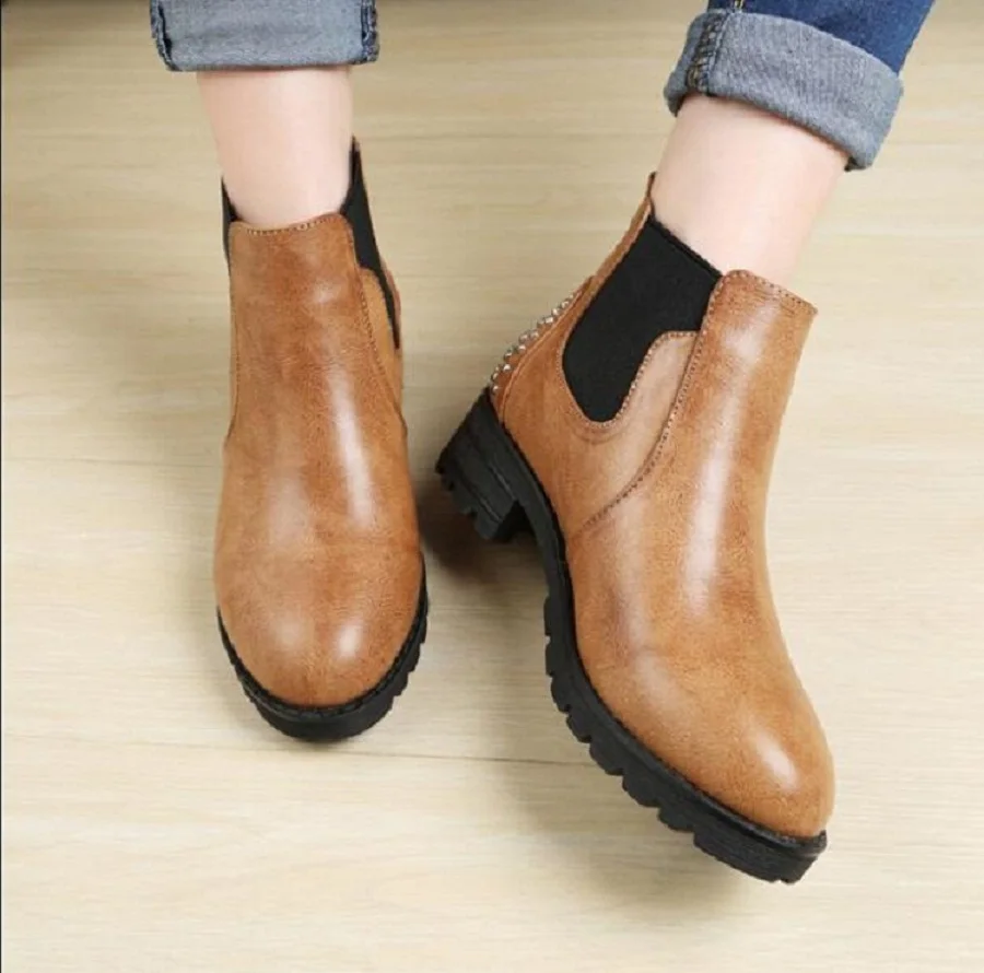 

taomengsi Chelsea Boots Women Elastic Ankle Boot Quality Brush Color Leather Lady Shoes Handmade 888-6