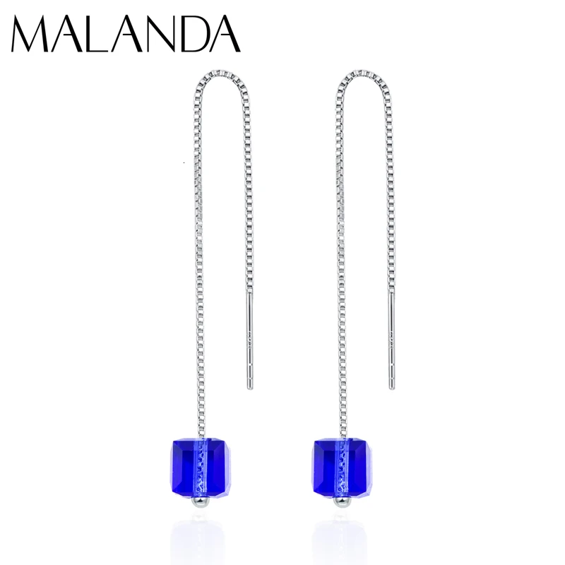 Женские квадратные серьги подвески с кристаллами Сваровски модные цепочки для