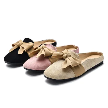 

Girls Slippers Spring Autumn Fashion Children Casual Slippers Kids Outdoor Shoes With Bow-knot Sweet Soft Flock Fabric 26-35 Hot