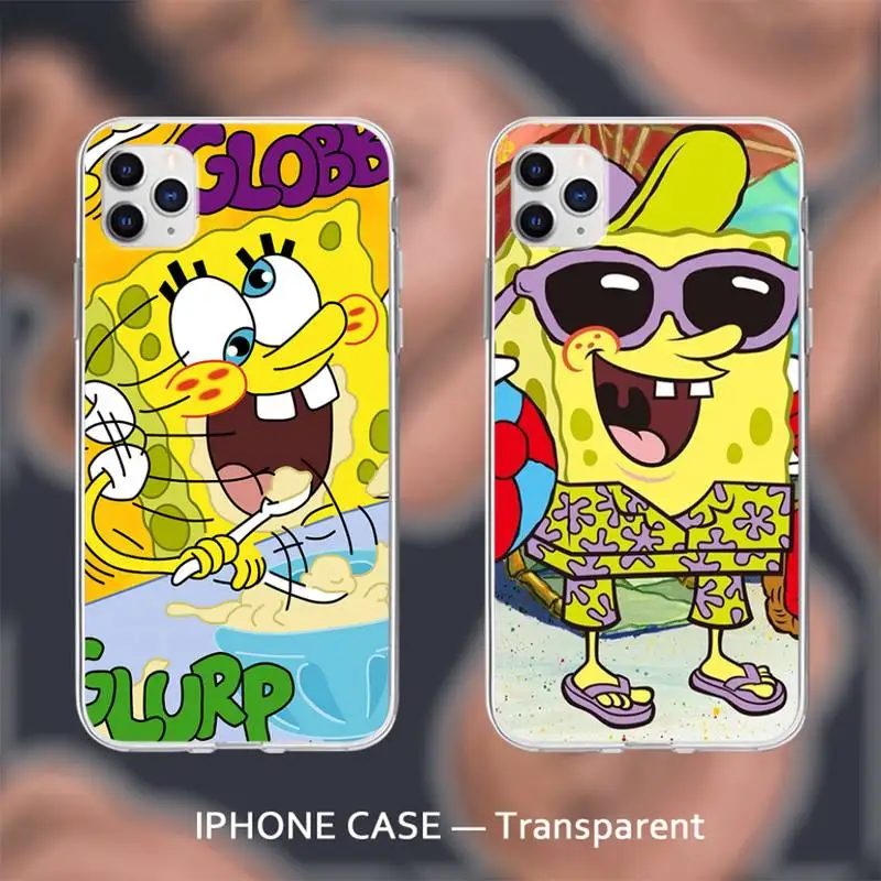 

funny SpongeBob Patrick Star Transparent soft case cover case for iphone se 2020 6 6s 7 8 plus x xs max xr 11 12 pro max coque
