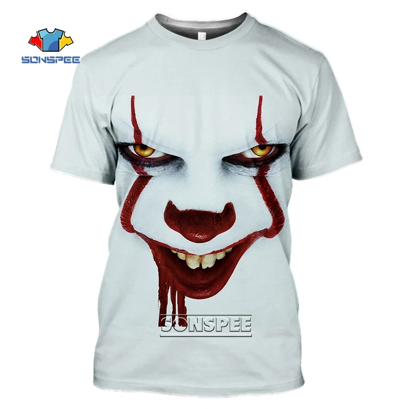 

SONSPEE Horror Joker Clown Cosplay T-Shirt 3D Print Funny Punk Harajuku Style T-Shirts Men Women Short Sleeve Tops Tee Shirt