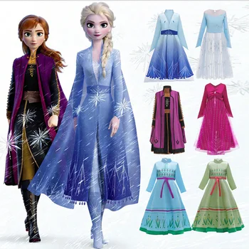 

2020New Baby Girl Anna Elsa Dress Halloween Dress up Princess Dresses Elsa 2 Fancy Girls Christmas Cosplay Costume For