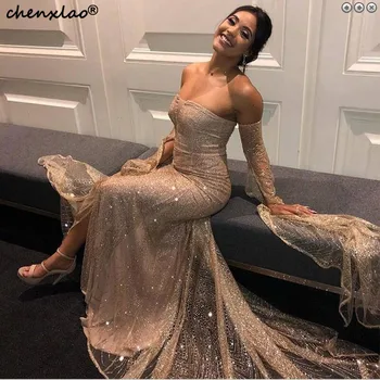 

robe de soiree Evening Dresses Modest Formal Dresses Sparkling A Line Evening Gowns Elegant Long Custom Made