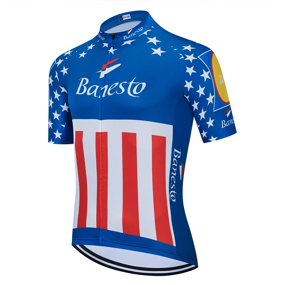 

Banesto 2020 Cycling Jersey Men's Cookie Bike Cycling Clothing Maillot Ciclismo Breathable MTB Bike Jersey Shirt