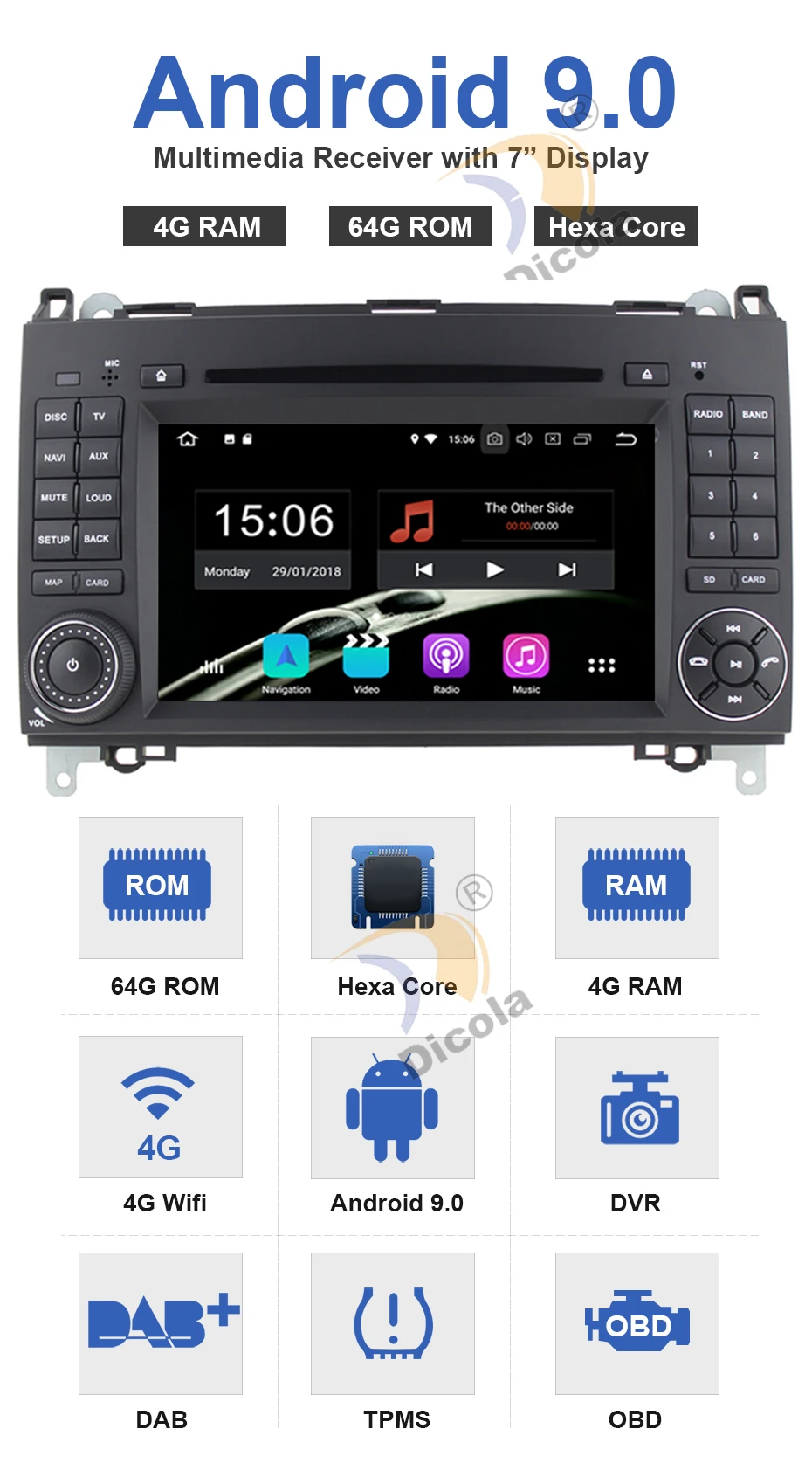 HD Android 9,0 для Mercedes Benz Sprinter B200 W209 W169 W245 B170 Vito W639 два DIN dvd-плеер автомобиля радио gps Мультимедиа Стерео