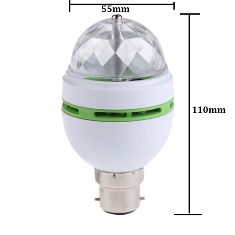 Новое поступление AC85 260V Light B22 3W RGB цветной хрустальный шар вращающийся