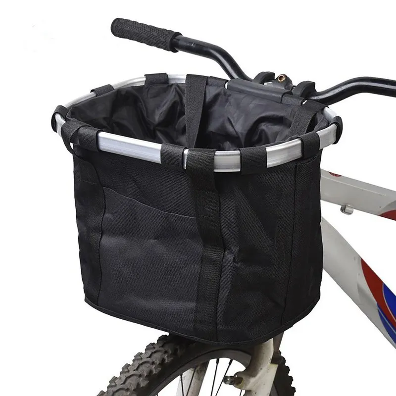 Bicycle Handle Basket Bag Removable Storage Bag Bicycle Waterproof Carrier Storage+ Holder- Black, 36x26x24cm