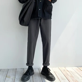 

Men's casual pants 2019 autumn and winter new solid color casual wild slim trousers youth personality fashion men's clothing